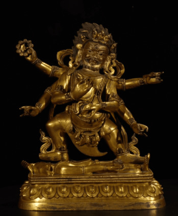 十八世纪铜鎏金六臂玛哈嘎拉 